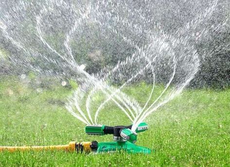 Click to see the best sprinklers for watering your lawn and garden, including this three-armed oscillating sprinkler. | 10 Sprinklers to Quench Your Garden's Thirst There Will Come Soft Rains, Garden List, Lawn Sprinkler System, French Garden Design, Lawn Mower Maintenance, Fruit Tree Garden, Gardening Equipment, Garden Sprinklers, Water Sprinkler