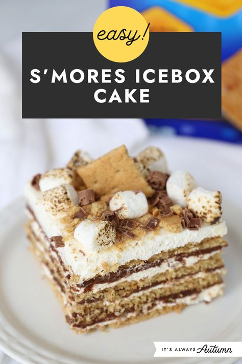 Easy! S'mores icebox cake. Air Fryer Mini Pizzas, Ice Box Cakes, Easy Smores, Entertaining Desserts, Desserts Cheesecake, Ice Box Cake, Icebox Cakes, Bake Sweets, Smores Cake