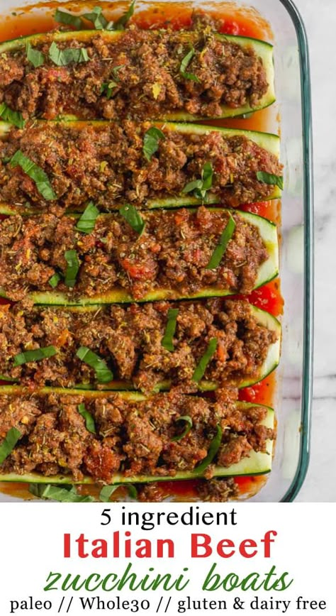 Italian Beef Zucchini Boats Beef Zucchini Boats, Beef Zucchini, Zucchini Boat, Paleo Recipes Snacks, Paleo Menu, Paleo Zucchini, Low Carb Meal, Zucchini Boats, Italian Beef