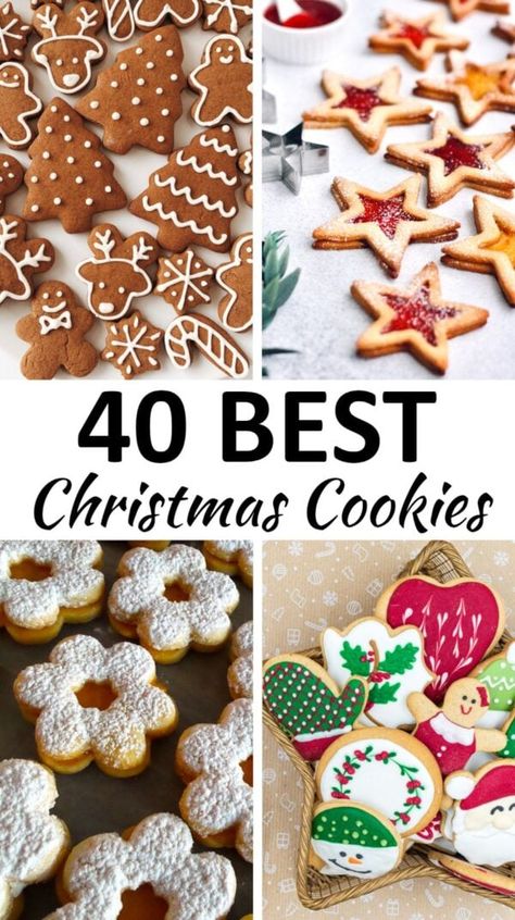 christmas cookie recipes pin Christmas Cookie Swap Recipes, Christmas Baked Goods Gifts, Homemade Christmas Cookie Recipes, Baked Goods Gifts, Christmas Chocolate Chip Cookies, Dairy Free Cookie Recipe, Christmas Baked Goods, Cookie Swap Recipes, Unique Christmas Cookies