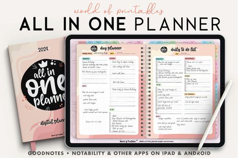 Free 2024 All In One Digital Planner - World of Printables Planer Organisation, World Of Printables, Budget Planner Free, Digital Recipe Book, Digital Weekly Planner, Small Business Planner, Craft Planner, Goodnotes Planner, Homeschool Planner