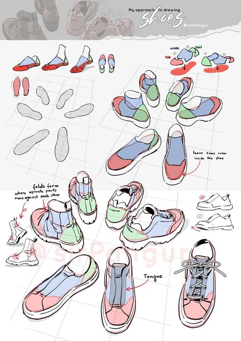 Shoe Angles, Perspective Studies, Shoe Reference, Drawing Shoes, Feet Drawing, Bottom Of Shoe, Artist Tutorials, Drawing Examples, Drawing Studies