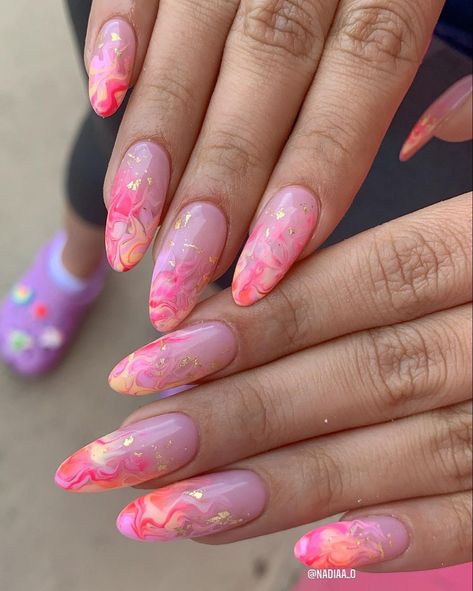 Cute Almond Nails, Almond Acrylic Nails Designs, Disney Acrylic Nails, Summer Gel Nails, Hippie Nails, Simple Gel Nails, Summery Nails, Minimal Nails, Work Nails