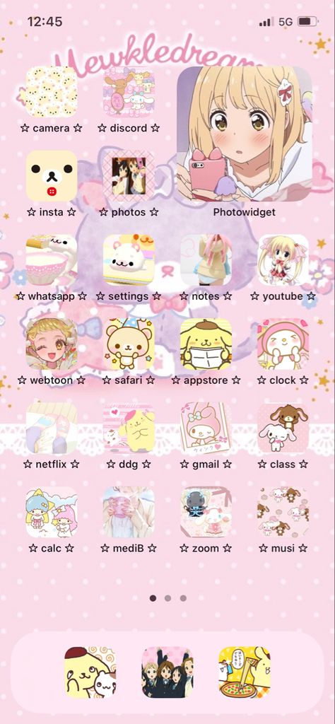 Kawaii Apps Iphone, Cutecore Iphone Layout, Kawaii Iphone Layout, Cute Iphone Layout Ideas, Kawaii Phone Layout, Cute Iphone Layout, Cute Phone Layout, App Design Iphone, Iphone Layout Ideas