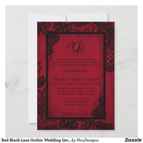 Gothic Wedding Invitations, Red Wedding Invitations, Monogram Wedding Invitations, Wedding Invitation Card, Formal Invitation, Gothic Wedding, Create Your Own Invitations, Invitation Card Design, Wedding Announcements