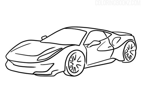 Ferrari 488 Pista Coloring Page #Ferrari #Ferrari488 #Ferrari488Pista #sportscar #racecar #coloringpage #coloringpages Ferrari Car Drawing, Ferrari Drawing, Simple Car Drawing, Car Drawing Easy, White Ferrari, Ferrari 458 Italia, Ferrari 488, Ferrari F40, Ferrari F1