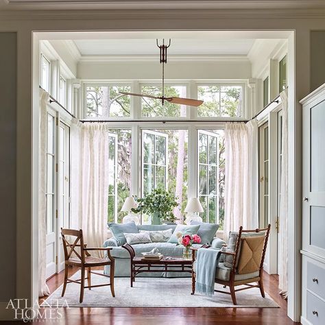 Sitting Room Ideas, Atlanta Homes And Lifestyles, Historical Concepts, Blue Ceilings, Sunroom Designs, Morning Room, Enchanted Home, Atlanta Homes, Small Dining Table