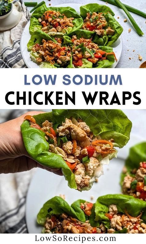 Low Sodium Chicken Lettuce Wraps Dinner Recipes Low Sodium, Easy Low Sodium Dinner Recipes, Low Sodium Summer Recipes, Healthy Meal Prep Low Sodium, Healthy Low Sodium Lunch Ideas, Low Sodium Meals Easy Dinners, Low Sodium Keto Recipes, Low Fat Low Sodium Recipes, Low Sodium Ground Chicken Recipes