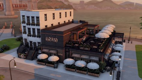 San Myshuno Brewing Co. ♡ - NO CC | Patreon Sims 4 Restaurant, The Sims 4 Lots, Cc Patreon, San Myshuno, Sims 4 Challenges, Sims 4 House Building, Sims 4 House Plans, Sims 4 House Design, Sims Building