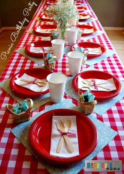 Picnic Theme Birthday, Picnic Birthday Party Ideas, Picnic Themed Parties, Teddy Bear Picnic Birthday Party, Birthday Celebration Ideas, Checkered Table, Indoor Picnic, Picnic Birthday Party, Picnic Theme