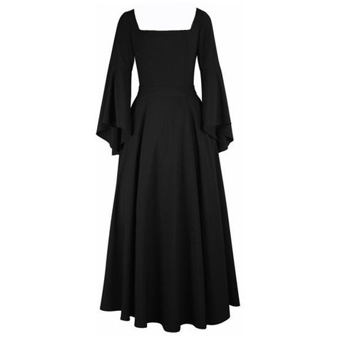 Plus Size Full Length Long Black Gothic Dress ($76) ❤ liked on Polyvore featuring dresses, gothic lolita dress, gothic clothing dresses, goth dress, full length dresses and gothic dress Black Goth Dress Long, Long Black Dress Goth, Long Dresses Hijab, Goth Clothes Png, Gothic Dress Casual, Black Frock Dress, Long Gothic Dress, Long Dress Hijab, Elphaba Thropp