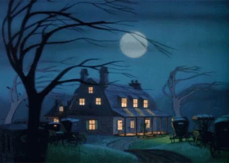 Haunted House GIF - HauntedHouse Creepy Cartoon - Discover & Share GIFs Spooky Landscapes, Halloween Gifs, The Legend Of Sleepy Hollow, Image Halloween, Scream Halloween, Legend Of Sleepy Hollow, Casa Halloween, Creepy Houses, Ghost House