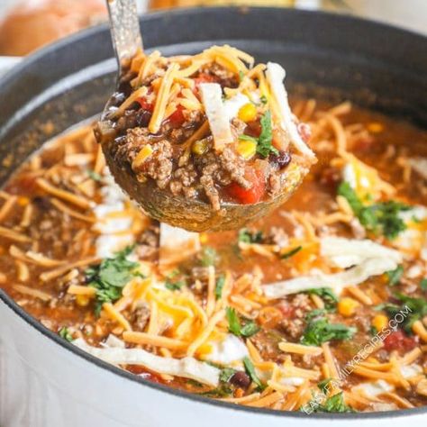 Beef Enchilada Soup, Soup With Ground Turkey, Ground Beef Beans, Enchilada Soup Recipe, Easy Beef Enchiladas, Ground Beef Enchiladas, Beef Enchilada, Mexican Soup, Chicken Enchilada Soup