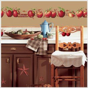 Love this border!  Would it be too much with a red wall? Apple Kitchen, Apple Kitchen Decor, Apple Decor, Kitchen Wall Decals, Kitchen Theme, Apple Decorations, Themed Kitchen, Apple Of My Eye, An Apple A Day