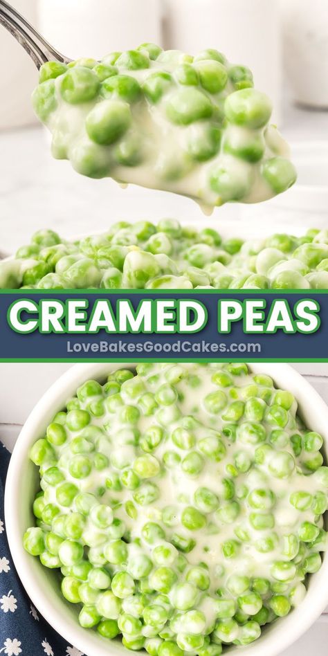 This recipe for making Creamed Peas couldn’t be more simple! In less than 20 minutes, you’ll have a homemade version of a beloved side dish. Easy Creamed Peas, Creamed Peas Recipe, Supper Meals, Love Bakes Good Cakes, Good Cakes, Creamed Peas, Recipes Vegetables, Veggie Casserole, Peas Recipe