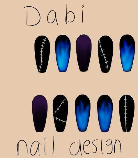 dabi nail design Dabi Nails, Buku Diy, Fake Nails Designs, Simple Acrylic, Gothic Nails, Anime Nails, Goth Nails, Grunge Nails, Cute Acrylic Nail Designs