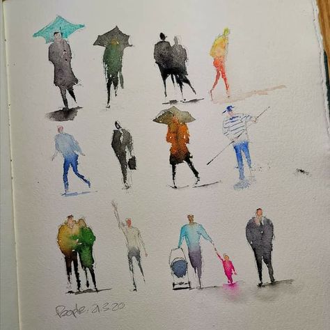 Paint Practice, London People, Loose Watercolor Paintings, Human Figure Sketches, Art Tutorials Watercolor, People Figures, Watercolor Paintings For Beginners, Watercolor Paintings Easy, Figure Sketching