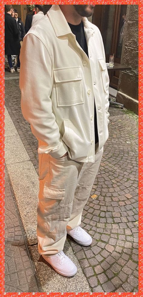 [CommissionsEarned] 83 Most Popular Beige Cargo Pants Outfit Ideas To Try Out Straight Away #beigecargopantsoutfit Male Beige Outfit, White And Beige Mens Outfit, Beige Aesthetic Mens Outfit, Cream Outfits For Men, Cream Cargos Outfits Men, Men Cream Pants Outfit, Cargo Jacket Outfit Men, Beige Cargos Outfits Men, Men’s Cream Cargos Outfit