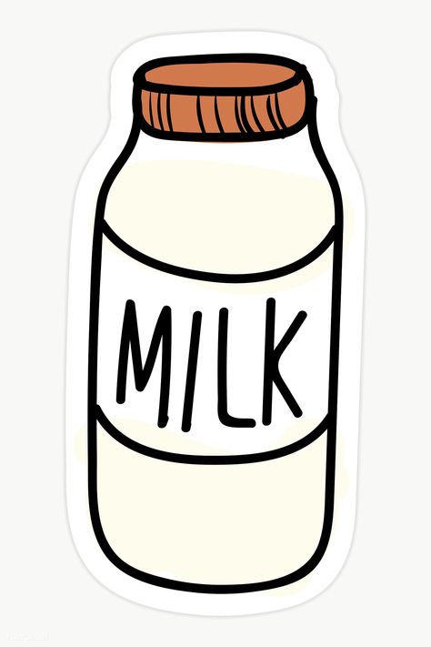 Bottle of milk isolated on transparent background | premium image by rawpixel.com / sasi Cute Milk Bottle, Milk Drawing, Milk Aesthetic, Milk Sticker, Bottle Of Milk, Penanda Buku, Food Sticker, Preppy Stickers, Homemade Stickers