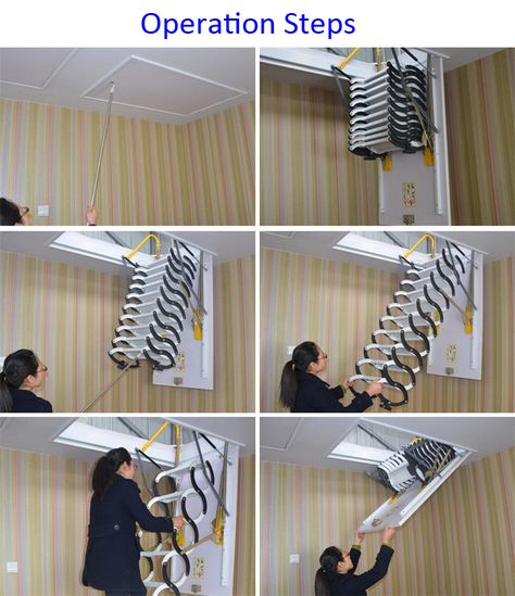 Small Space Used Lightest Telescopic Ladder - Buy Household Step Ladder,Portable Attic Ladder,Portable Ladder Product on Alibaba.com Attic Ceiling, Stairs Attic, Wall Ladders, Portable Ladder, Wall Ladder, Ladder Stairs, Stair Ladder, Attic Ladder, Black Loft