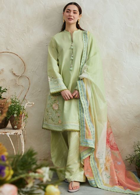 Coco by Zara Shahjahan Embroidered Lawn Suits Unstitched 3 Piece CZS24L D-5B Layla - Summer Collection Desi Clothes Aesthetic, Haniya Amir, Hania Aamir, Stylish Kurta, Zara Shahjahan, Eastern Dresses, Improve Your Style, Nigerian Recipes, Stylish Kurtis