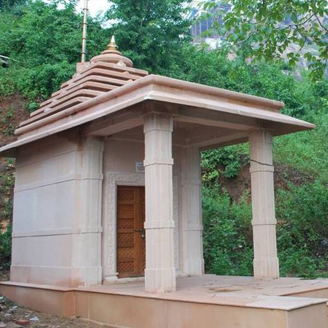 Janasthan Temple at Ambaji Small Temple Design Outdoor, Dipen Gada, Kali Temple, Hanuman Mandir, Shiv Temple, Hindu Mandir, Temple Ideas, Small Temple, Corner Shelf Design