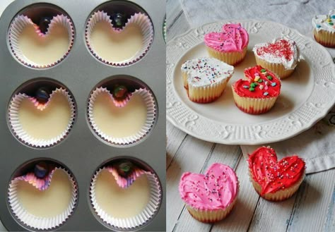 Saint Valentin Diy, Valentines Baking, Valentine Day Cupcakes, Cupcake Cake Designs, Chocolate Chip Cake, Valentine Desserts, Cute Baking, Easy Cake Decorating, Valentines Food