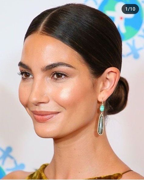 Grad Hairstyles, Brunette Updo, Sleek Hair, Long Hair Ponytail, Love Lily, Elegant Wedding Hair, Glam Makeup Look, Lily Aldridge, Natural Make Up