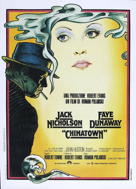 Chinatown (1974)  #movies #JackNicholson #poster #70s #RomanPolanski Chinatown Film, Chinatown 1974, Brazil Movie, Old Posters, Little Dorrit, John Huston, Ingmar Bergman, Best Movie Posters, Faye Dunaway