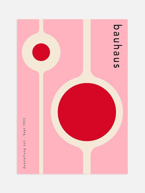 Add a touch of mid century modern flair to your interior with our Pink And Red Circle Bauhaus Poster. With its bold use of colors, this poster is sure to make a statement and elevate any space. Embrace the timeless design of Bauhaus and enhance your home decor today. Red And White Illustration, Red And Pink Illustration, Symmetrical Poster, Circles Poster Design, Bauhaus Branding, Red Pink Graphic Design, Abstract Poster Design Graphics, Bauhaus Art Design, Make Up Poster Design