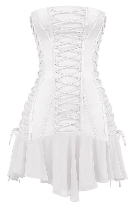 Fall for the corseted silhouette of this strapless mini styled in a laced-up design with a floaty chiffon hem. Exclusive retailer Back zip closure Strapless Lined 80% polyamide, 20% elastane with 75% acetate, 25% polyester and 85% polyamide, 15% elastane contrasts Dry clean Imported Jisoo Outfit Ideas, Kook Princess, Happy Birthday Pretty, Jisoo Outfit, Midi Dress With Sneakers, Bohemian Prints, White Bandage Dress, Casual Sundress, Dr Wardrobe