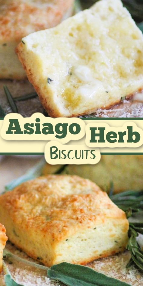 Recipes With Asiago Cheese, Asiago Cheese Bread, Savory Biscuits Recipe, Asiago Recipes, Asiago Cheese Recipes, Herb Biscuits, Sage Recipes, Biscuit Bread, Savory Herb