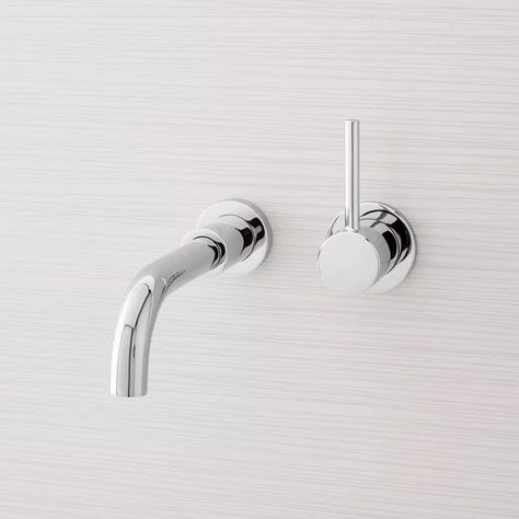 Lexia Wall-Mount Bathroom Faucet - Chrome, Art Showroom, Signature Hardware Bathroom, Wall Mount Kitchen Faucet, Polished Nickel Faucet, Above Sink, Bathroom Faucets Chrome, Lighted Medicine Cabinet, Wall Mount Faucet Bathroom, Wilson Art