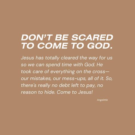 Spend time with God. . . . @angelittleblog 🍂 | christian thoughts & tips #Jesus #ChristianQuotes #Bible #Christians Christian Quotes Aesthetic, Spending Time With God, Spend Time With God, Christian Thoughts, Time With God, Dont Be Scared, Gods Not Dead, Christian Quote, Quotes Aesthetic