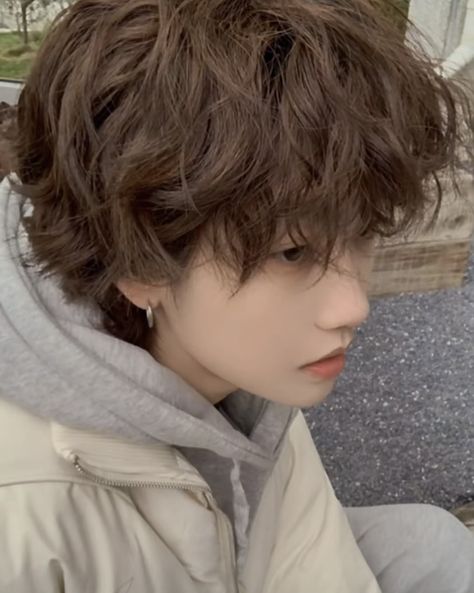 Good Boys Haircuts, Japanese Curly Hair Men, Permed Asian Hair, Fluffy Asian Hair, Brown Hair Asian Men, Chocolate Brown Hair Men, Mens Brown Hair, Short Brown Hair Men, Hair Inspo Male