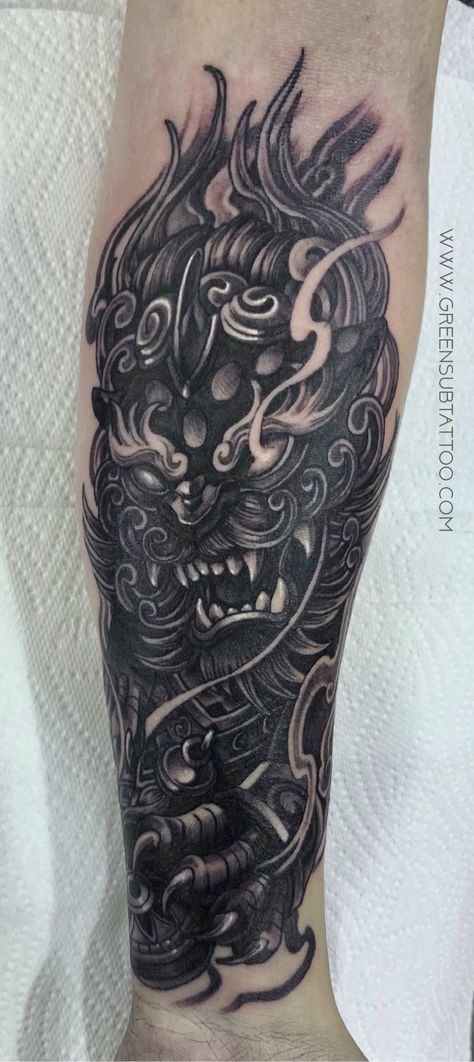 Chinese Lion Tattoo Foo Dog, Foo Lion Tattoo, Chinese Dog Tattoo, Japanese Dog Tattoo, Chinese Lion Tattoo, Japanese Lion Tattoo, Foo Dog Tattoo Design, Foo Dog Tattoo, Chinese Dog