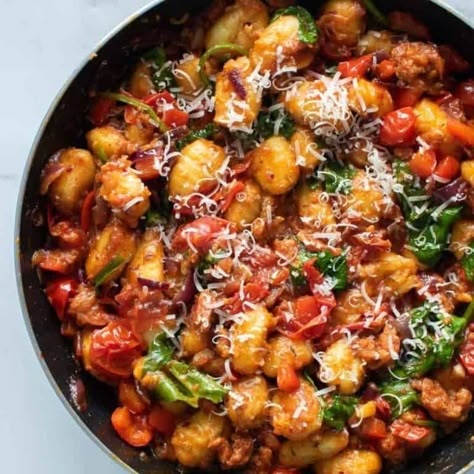 Gnocchi With Chorizo, Seared Pork Loin, Recipes With Chorizo Sausage, Pork Loin Steak Recipes, Chorizo Gnocchi, Ham Green Beans And Potatoes, Beans And Potatoes Recipe, Pork Loin Steaks, Chorizo Recipes Dinner