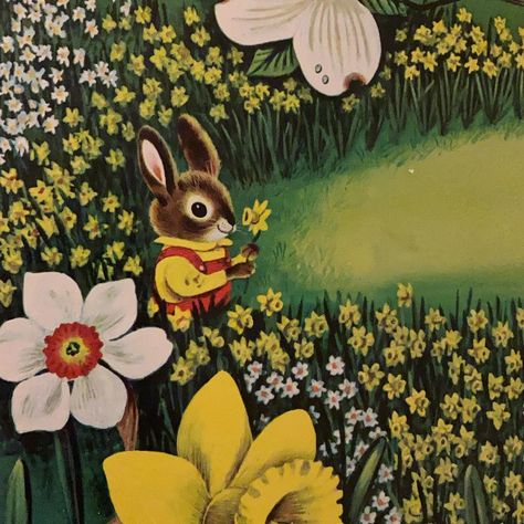 Richard Scarry Love on Instagram: “In the spring, I like to pick flowers. #daffodils🌼 #richardscarry #iamabunny #agoldensturdyhappybook #copyright1963 #richardscarrylove…” I Am A Bunny, Lapin Art, 동화 삽화, Richard Scarry, Golden Books, Childrens Books Illustrations, Bunny Art, Illustration Vintage, A Bunny