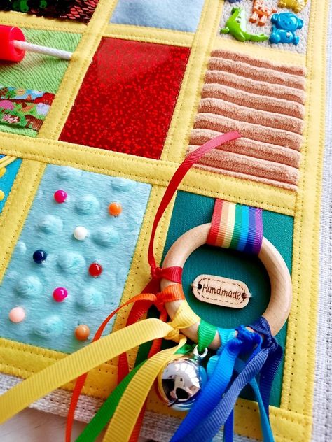 Busy Board MAT Developmental Mat for Children With Special | Etsy Miles Baby, Alzheimers Activities, Busy Activities, Sensory Blanket, Fidget Blankets, Fidget Quilt, Baby Mat, Developmental Disabilities, Felt Book