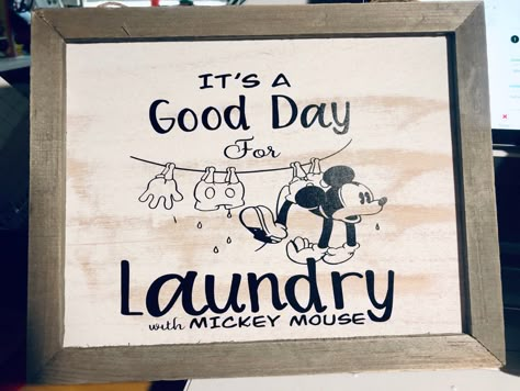 Created by Monica Gonzalez Rustic Disney Decor, Disney Laundry Room Ideas, Disney Laundry Room, Disney Farmhouse Decor, Disney Farmhouse, Laundry Svg, Mickey Bathroom, Mickey Mouse Crafts, Disney Bathroom