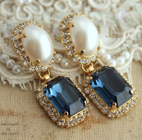 Blue Navy Earrings Bridal Navy Blue Earrings Navy Blue | Etsy Chandelier Classic, Wedding Jewellry, Navy Earrings, Dark Blue Earrings, Navy Blue Earrings, Blue Chandelier, Blue Champagne, Blue Beaded Earrings, Bridal Earrings Chandelier