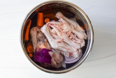 Instant Pot Chicken Feet Bone Broth (Easy & PERFECTLY Gelatinous!) Chicken Feet Bone Broth Instant Pot, Chicken Feet Bone Broth, Broth Instant Pot, Protein In Chicken, Bone Broth Instant Pot, Chicken Bone Broth Recipe, Bone Broth Soup, Making Chicken, Homemade Bone Broth