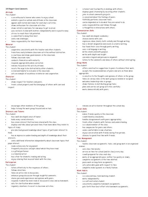 comments report cards Needs Improvement Report Card Comments, End Of Year Report Comments Kindergarten, Student Report Card Comments, Report Card Comments For Kindergarten End Of The Year, Report Comments Preschool, Report Cards Comment, Positive Report Card Comments For Kindergarten, Preschool Report Card Comments Kids, Montessori Report Card Comments
