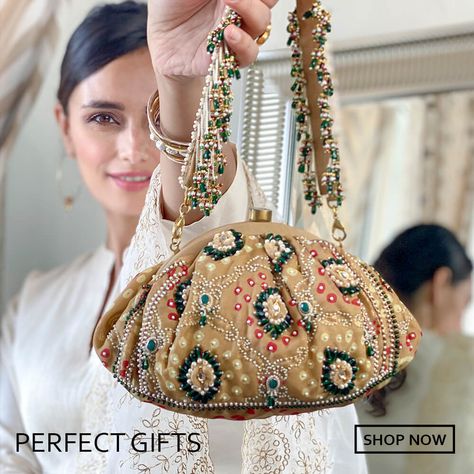 Shop Designer Clutches, Potlis, Gifts, Bags Online In India Potli Design, Diy Bags Easy, Indian Bags, Peacock Clutch, Fancy Handbags, Indian Accessories, Gifts Bags, Potli Bag, Designer Clutch Bags