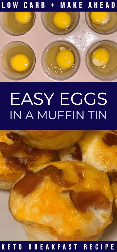 Learn how to bake eggs in the oven and make keto-friendly muffin tin eggs - an easy, high protein, low carb breakfast or snack that's freezer and family-friendly. Perfect for meal prep and keto, low carb, Paleo, Whole30, and Weight Watchers diets. #keto #breakfast #eggs #lowcarb #easy #recipe Muffin Tin Eggs, Bake Eggs, Eggs In The Oven, Egg White Muffins, High Protein Low Carb Breakfast, Keto Egg Muffins, Low Carb Diet Meal Plan, Keto Breakfast Muffins, Low Carb Keto Breakfast