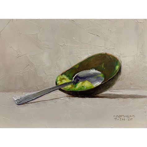 Craig Stephens on Instagram: “Avocado with spoon, 6”x8”. Oil on hardboard. Avocados are good. #paintingaday #dailypainting #dailyart #oilpainting #avocadopainting…��” Avocado Painting, Daily Painting, Interior Art, Daily Art, Avocado, Oil Painting, Good Things, Ethnic Recipes, Instagram