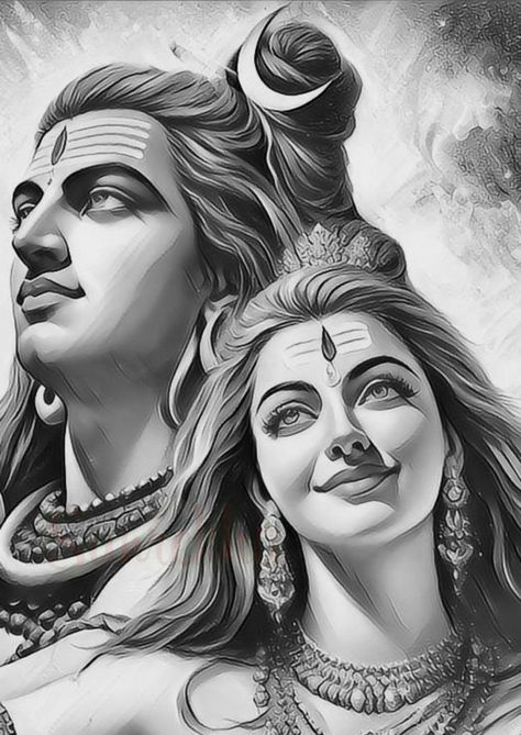 Mahadev Parvati, Shiva Tattoo Design, Boho Art Drawings, Pencil Sketch Images, Drawing People Faces, Har Har Mahadev, Cool Pencil Drawings, Shiva Art, Lord Shiva Painting