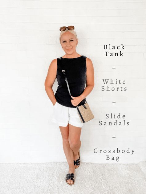 Shop Your Closet: Hot Weather Outfits - Midlife Posh Closet Shop Your Closet, Hot Weather Outfits, Spring Summer Capsule Wardrobe, Weather Outfits, Patriotic Outfit, Summer Capsule Wardrobe, Rainy Weather, Quiet Luxury, Black Tank