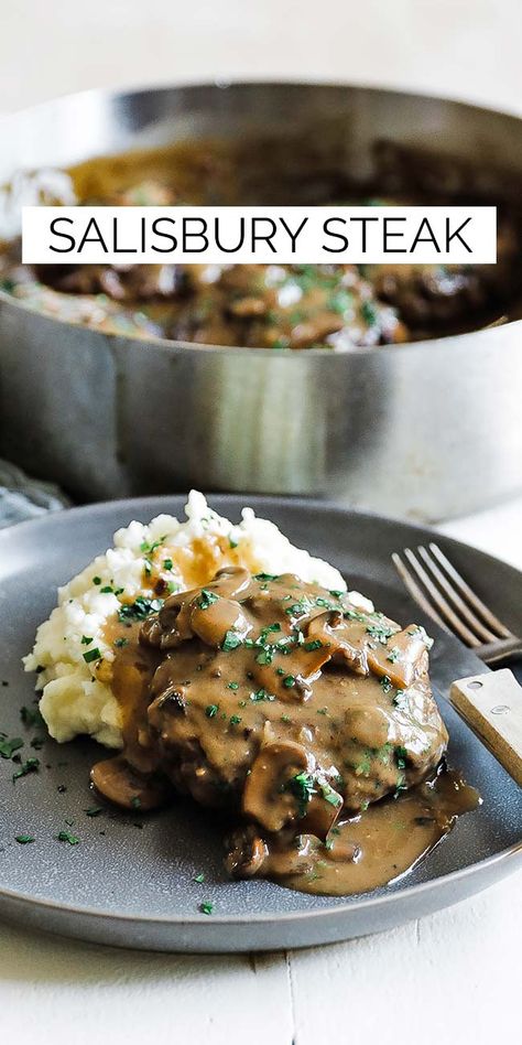 Salisbury Steak With Mushrooms, Steak With Mushrooms, Homemade Salisbury Steak, Salisbury Steak Recipe, Hamburger Dishes, Billy Parisi, Southern Cooking Recipes, Salisbury Steak Recipes, Mushroom Gravy