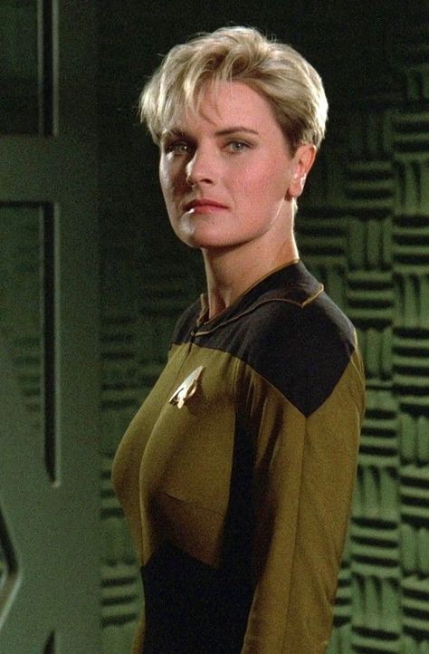 Denise Michelle Crosby (born November 24, 1957) is an American actress and model, best known for portraying Security Chief Tasha Yar mainly in season one of Star Trek: The Next Generation, and Yar's daughter, the half-Romulan Commander Sela, in subsequent seasons. She is also known for her numerous film and television roles, and for starring in and producing the film Trekkies. Tasha Yar, Jaclyn Smith Charlie's Angels, Star Trek The Next Generation, Hair Icon, Star Trek Ships, The Next Generation, Tv Stars, Next Generation, American Actress